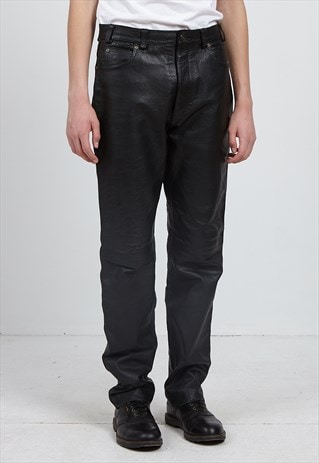 VINTAGE BLACK LEATHER TROUSERS BOTTOMS