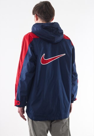 VINTAGE NIKE TRACKSUIT HOODED 90S NAVY BLUE RED BIG LOGO