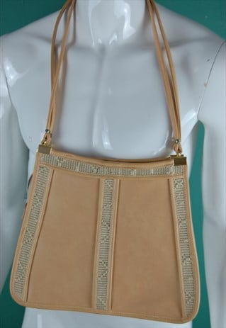VINTAGE 90'S BIG COOL RETRO FESTIVAL SHOULDER BAG IN BEIGE