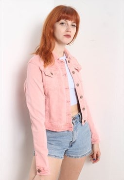 Vintage Y2K Denim Fitted Jacket Pink