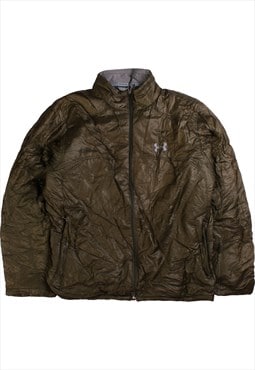Vintage 90's Under Armour Puffer Jacket Full Zip Up Khaki