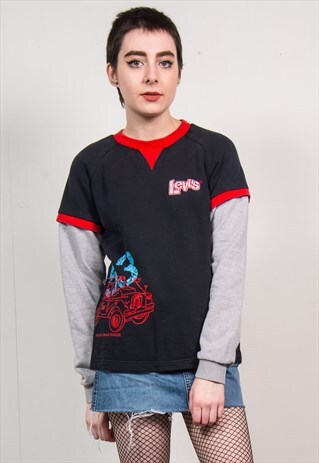 LEVI'S VINTAGE 90'S BLACK PRINTED SWEATSHIRT