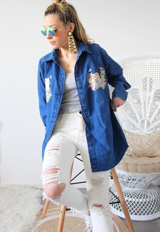 VINTAGE JEANS SHIRT PRINT CATS