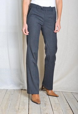 Y2K Grey Minimalist Wool Blend Formal Womens Pants