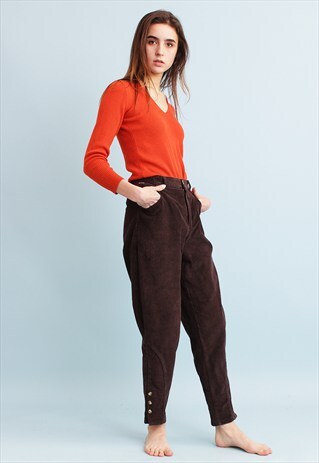 90'S RETRO CLASSY OVERSIZED HIGHWAISTED CORDUROY TROUSERS