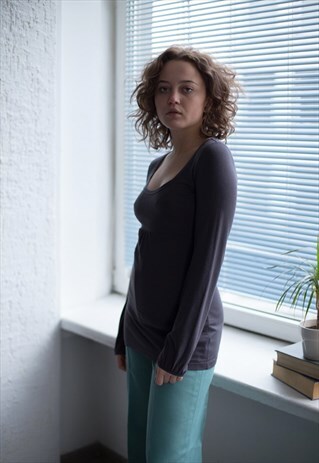 VINTAGE 90'S GREY LONG SLEEVED TOP