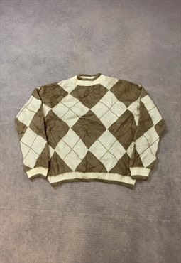 Dorothy Perkins Knitted Jumper Argyle Patterned Knit Sweater