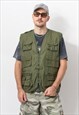 VINTAGE CARGO VEST IN GREEN UTILITY TOP MILITARY