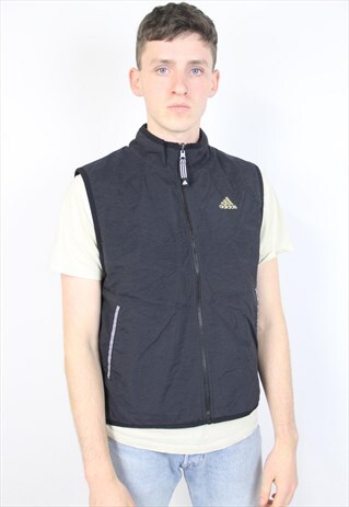 VINTAGE ADIDAS BLACK REVERSIBLE SLEEVELESS JACKET