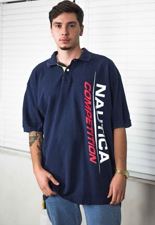 VINTAGE NAUTICA COMPETITION SHIRT LOGO 90S XXL 13.2