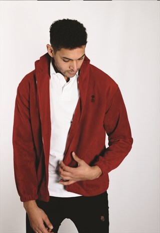 ARL EMBROIDERED RED ZIPPED FLEECE