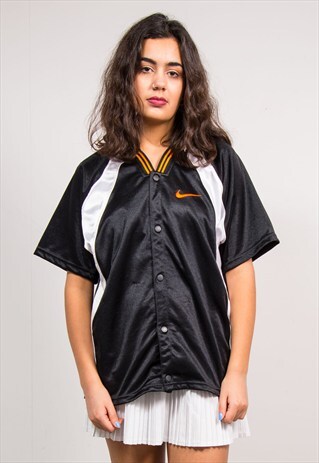 90'S VINTAGE BLACK NIKE BASEBALL STYLE TOP JERSEY