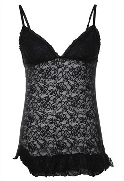 Vintage Black Lace Babydoll - XS