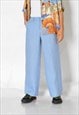 Vintage 90s Unisex Pastel Blue Minimalist Linen Pants