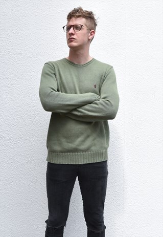 POLO RALPH LAUREN KHAKI CABLE KNIT JUMPER SIZE S