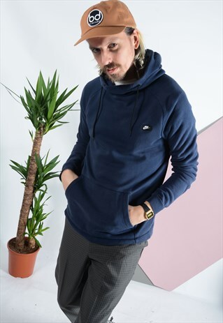 NIKE NIKE HOODIE IN BLUE WITH PATCH LOGO