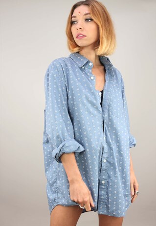 VINTAGE 80S 90S OVERSIZED LONG SLEEVE PATTERNED SHIRT