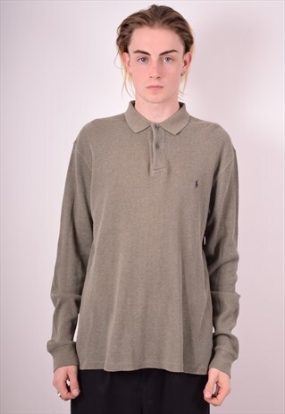 POLO RALPH LAUREN MENS VINTAGE JUMPER SWEATER MEDIUM KHAKI 9