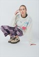 VINTAGE BOXY FIT HIGH NECK KNITWEAR JUMPER IN FLORAL PRINT