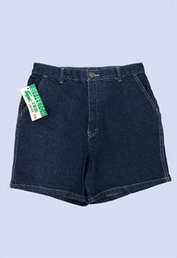 90s Mid Wash Blue High Waisted Stretch Denim Hot Pant Shorts
