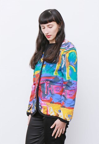 RARE VINTAGE 80'S BETTY BARCLAY BRIGHT PATTERNED JAZZ JACKET