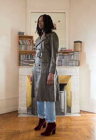 VINTAGE LEATHER TRENCH COAT (REF/340)