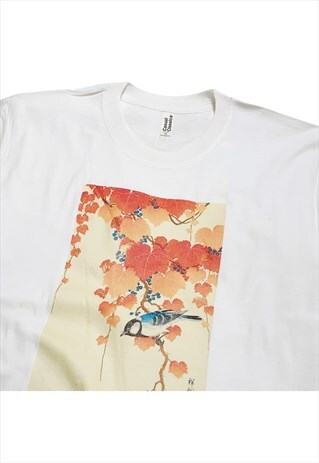 OHARA KOSON BIRD ON BRANCH T-SHIRT VINTAGE JAPANESE ART
