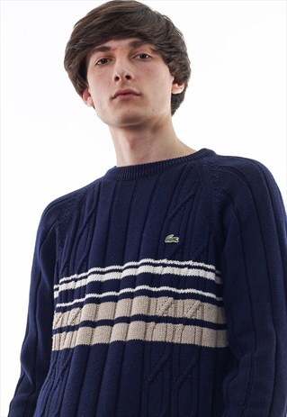 VINTAGE LACOSTE SWEATER 90S NAVY BLUE KNIT KNITTED