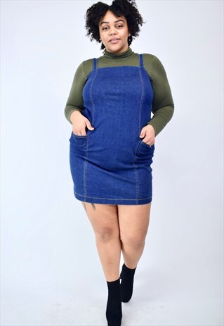 VINTAGE 90'S DENIM THIN STRAP DRESS WITH POCKETS