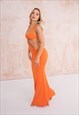 TULUM - Orange Cut-Out Backless Maxi Dress