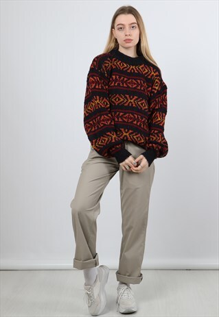 VINTAGE MEDIUM NAVY KNITTED SWEATSHIRT