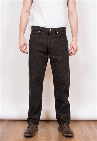 LEVI'S 501 FADED BLACK STRAIGHT LEG DENIM JEANS