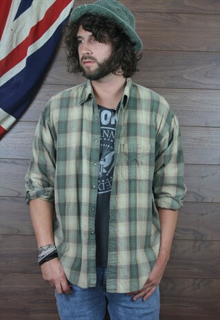 THICK FESTIVAL FLANNEL CHECK TARTAN 80'S SHIRT XXL (61)