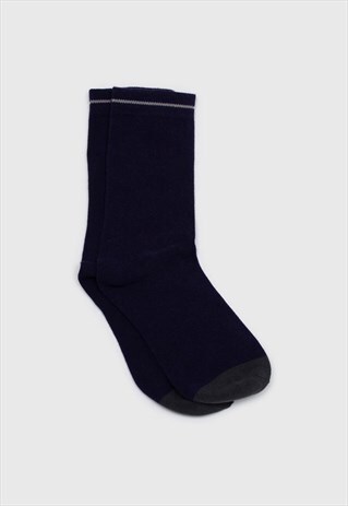 NAVY AND CHARCOAL COLORBLOCK LONG SOCKS