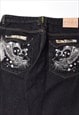 VINTAGE JAPANESE EMBROIDERED DRAGON DENIM JEANS IN BLACK