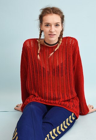 90'S RETRO OVERSIZED SHEER MOMS KNIT JUMPER