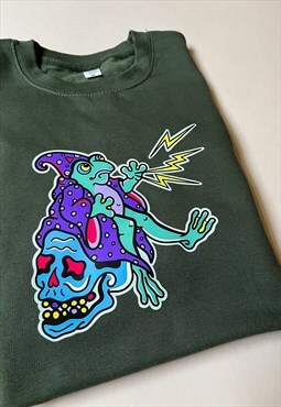 Earth Green Wizard Frog Sweatshirt