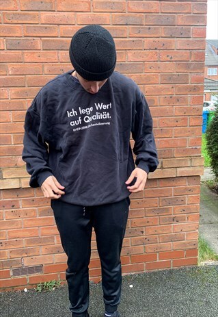 VINTAGE BLACK GERMAN WORKER GRAPHIC SWEATSHIRT