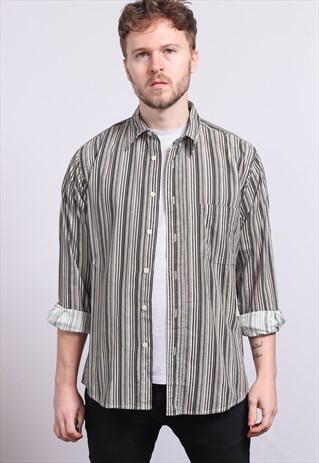 VINTAGE CORDUROY CORD STRIPED SHIRT