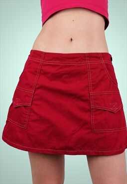 90's Y2K Cargo Mini Skort Red Skirt Shorts Gorpcore