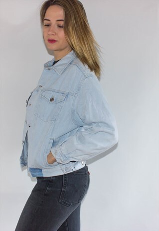 VINTAGE 80'S CROPPED BLEACHED DENIM JACKET