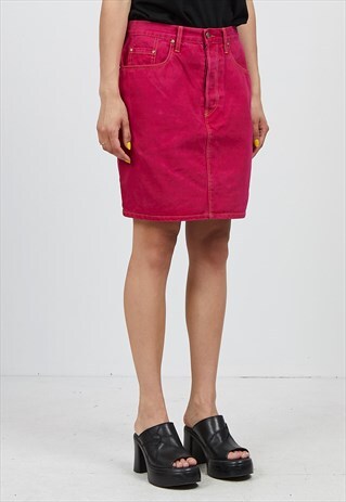 VINTAGE PINK KENZO DENIM MINI SKIRT