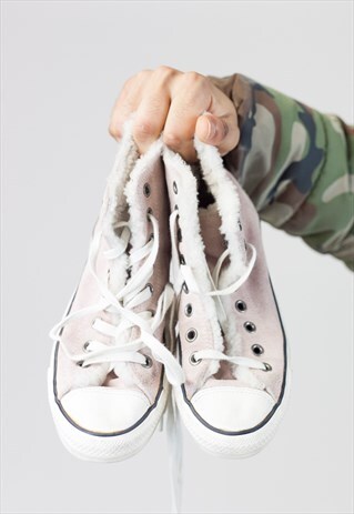 VINTAGE CONVERSE PINK SUEDE FUR-LINED TRAINERS