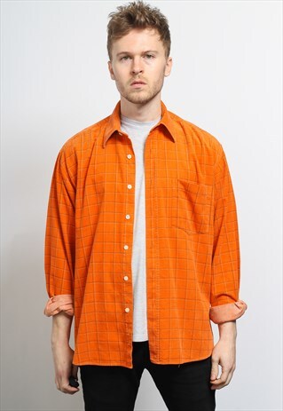 VINTAGE CORDUROY CORD SHIRT ORANGE