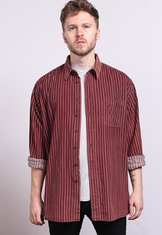 VINTAGE CORDUROY CORD STRIPED SHIRT
