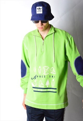 VINTAGE 90S LIME GREEN SKI SWEATSHIRT