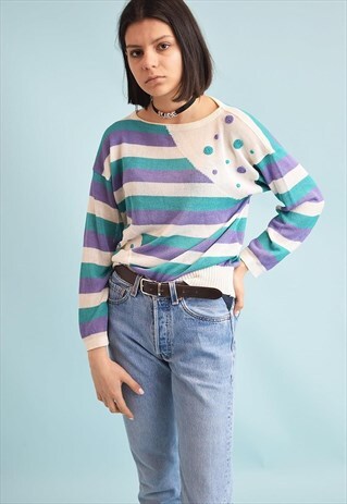 70'S RETRO MONOCHROME PASTEL OVERSIZED JUMPER