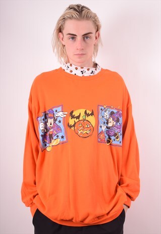 MICKEY MENS VINTAGE SWEATSHIRT JUMPER XL ORANGE 90S