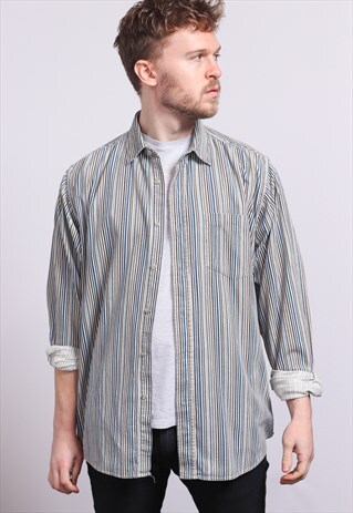 VINTAGE CORDUROY CORD STRIPED SHIRT