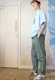 CORD DRAWSTRING TROUSERS IN BLUE GREEN GREY